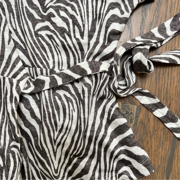 Banana Republic Zebra Print Linen Wrap Top - Picture 4 of 8